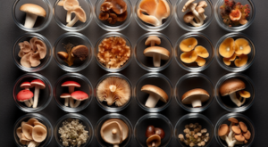 mushrooms in petri dishes